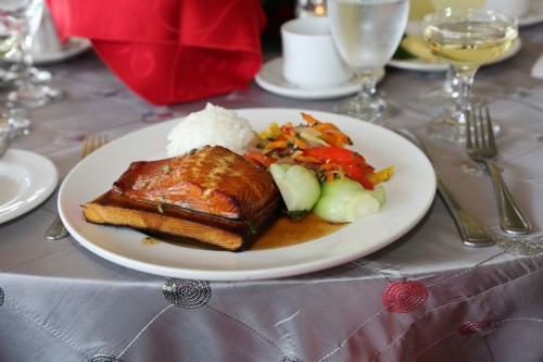 close up of salmon plate