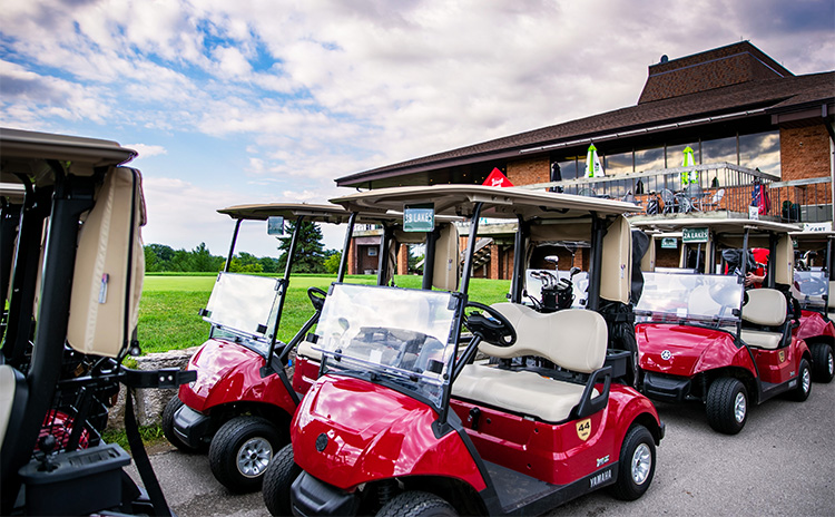 golf carts ready for event